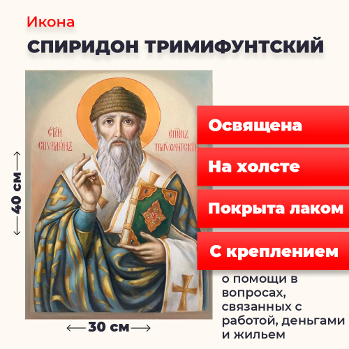 Освященная икона на холсте "Спиридон Тримифунтский" Освященная икона на холсте "Спиридон Тримифунтский"